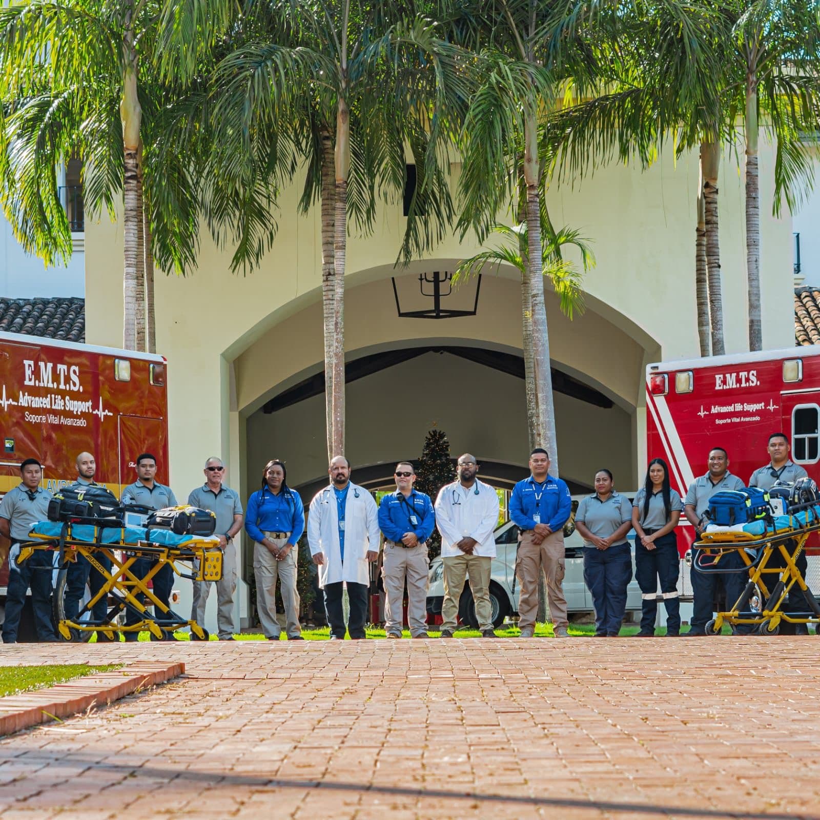 The full EMTS roster with physicians, crews, and two ambulances
